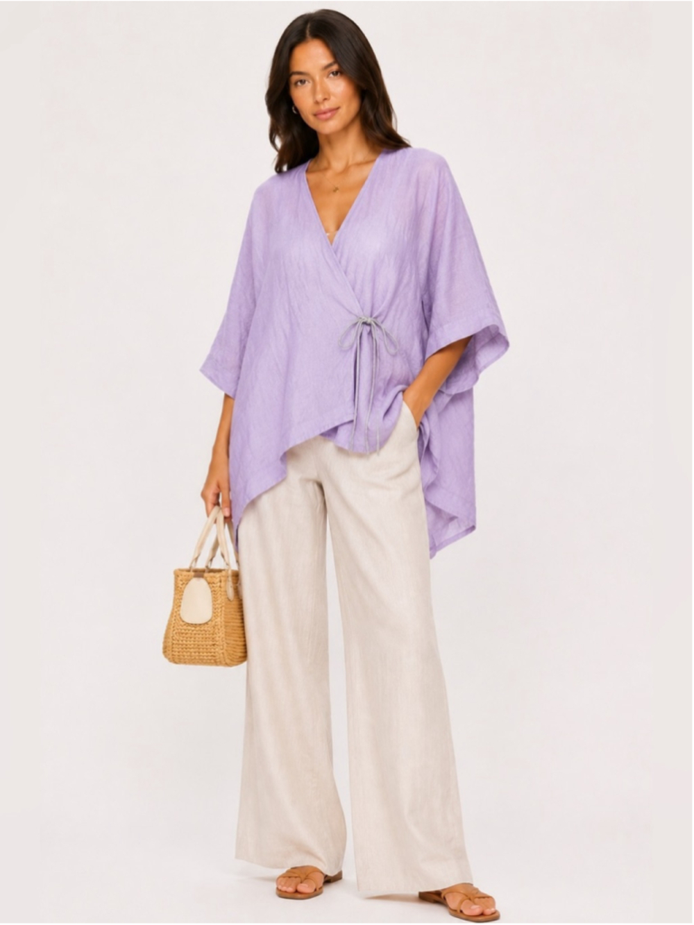 SOU・SOU Japanese Linen Kimono Cardigan Made in Japan Lavender 100% Linen